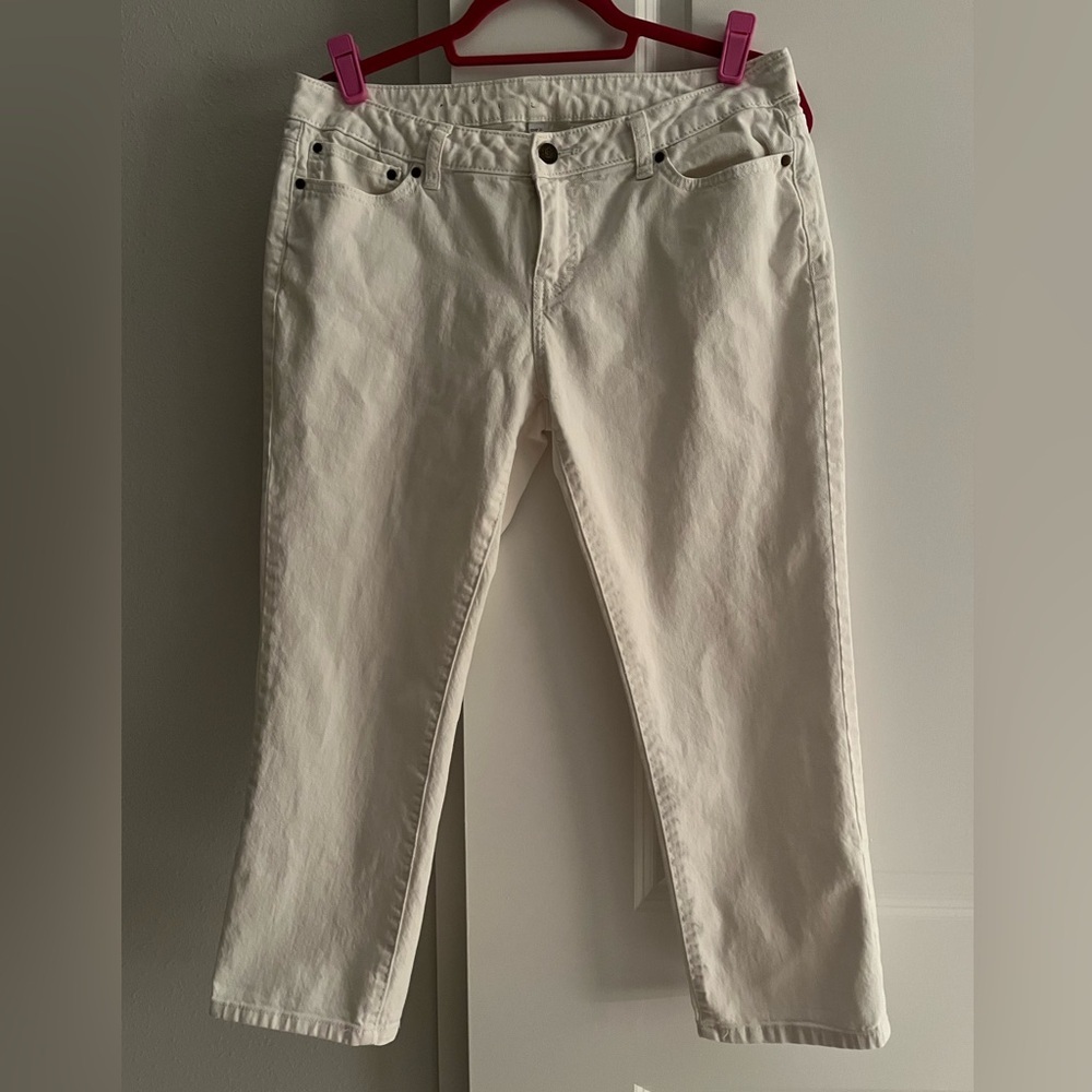 JLo white cropped jeans